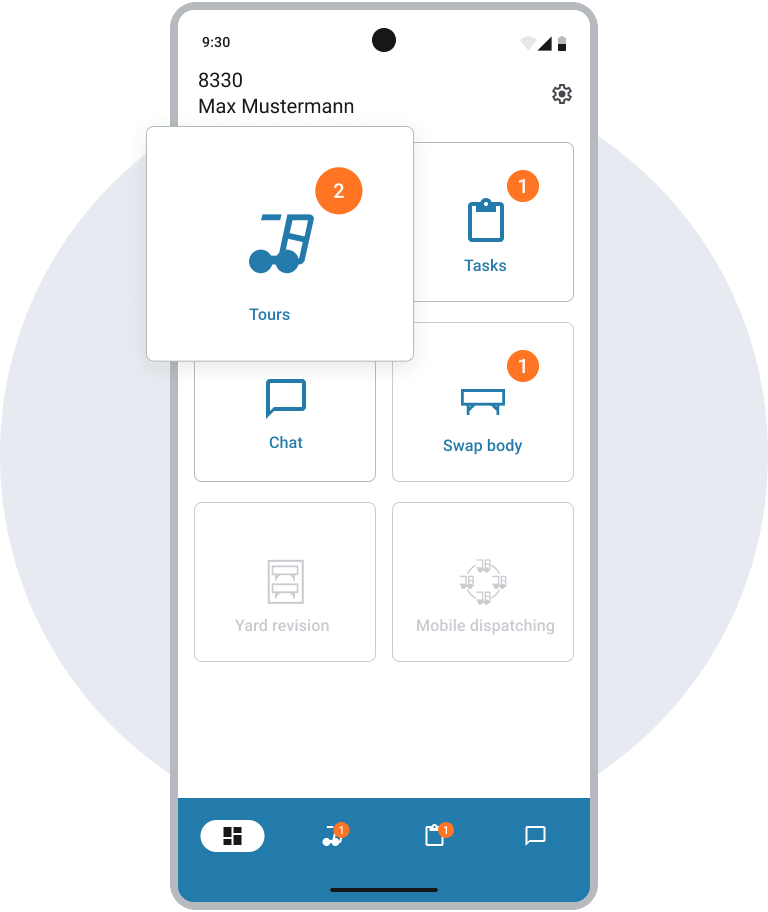A mobile app interface displays tasks, tours, and chat options for efficient management and communication.